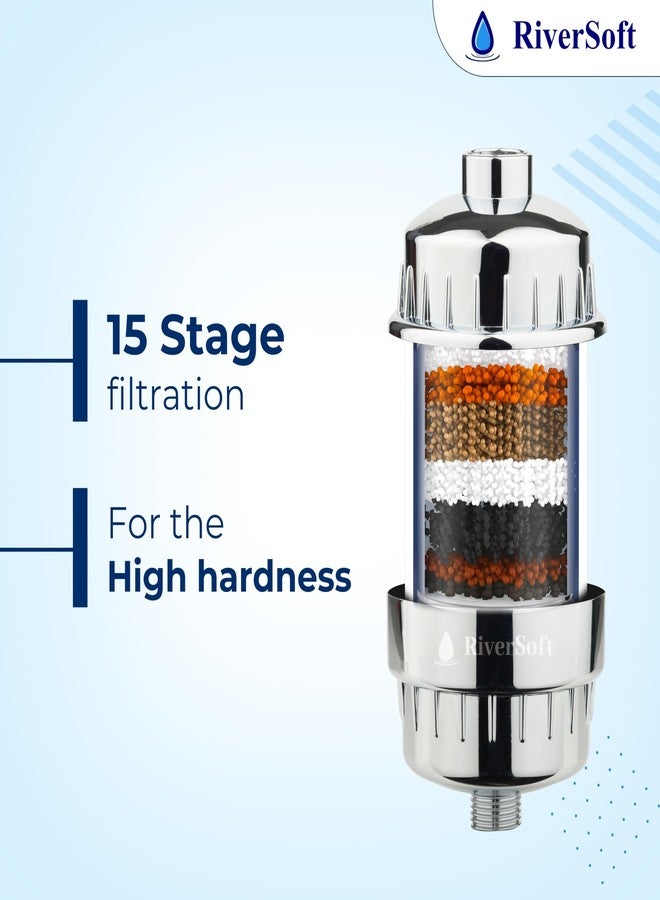 RiverSoft Bliss 15 Shower and tap Filter for high Hardness | Water Softener for Bathroom | Hard Water Filter for tap (Chrome) - Image 3